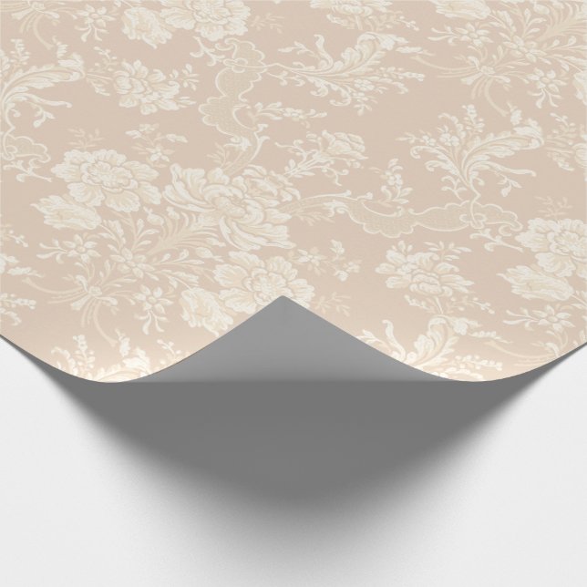 Papel De Presente Imagem Romântica Chic Floral Damask-Cream (Ponta)