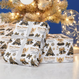 Papel De Presente Imagens Douradas de Natal Pretas