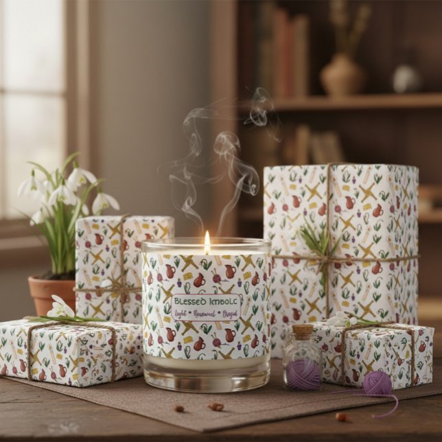 Papel De Presente Imbolc Wrapping Paper Pagan Seasonal Pattern  (Criador carregado)