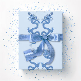 Papel De Presente Imperial Dragon in Blue Porcelain
