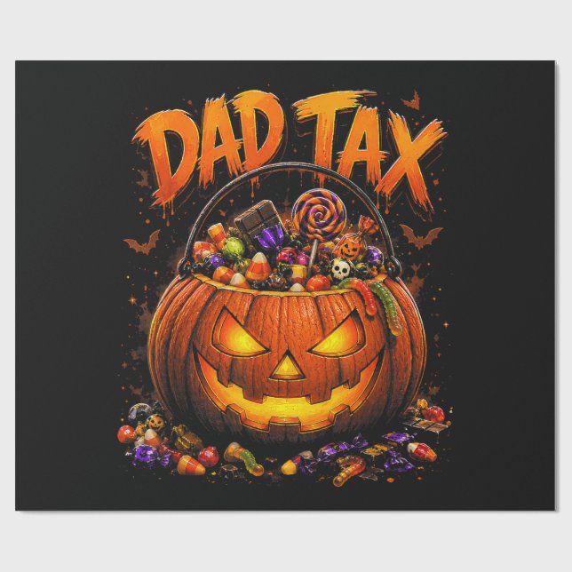 Papel De Presente Imposto Pai Engraçado Halloween Abóbora (Aberto)