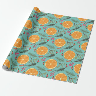 Papel De Presente Impressão alaranjado da grinalda do Natal