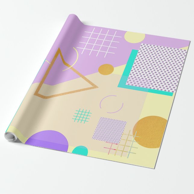 Papel De Presente Impressão amarelo geométrico (Desenrolado)