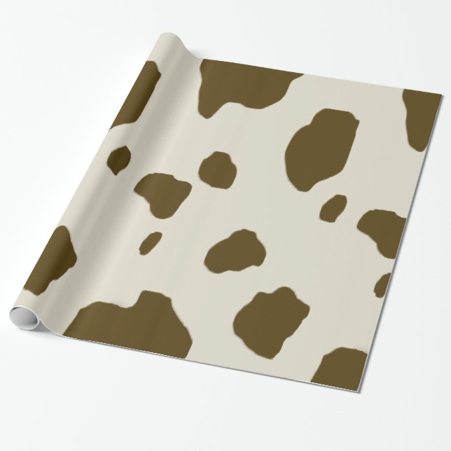 Papel De Presente Impressão animal de Brown da PELE da VACA (Desenrolado)