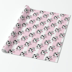 Papel De Presente Impressão Animal Feminina de Vaca Sorridente