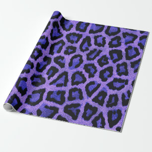Papel De Presente Impressão Animal Púrpura Azul-Preto-Leopardo