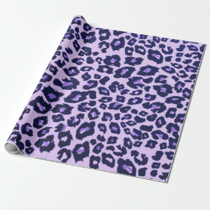 Papel De Presente Impressão Animal Púrpura Preta-Leopardo