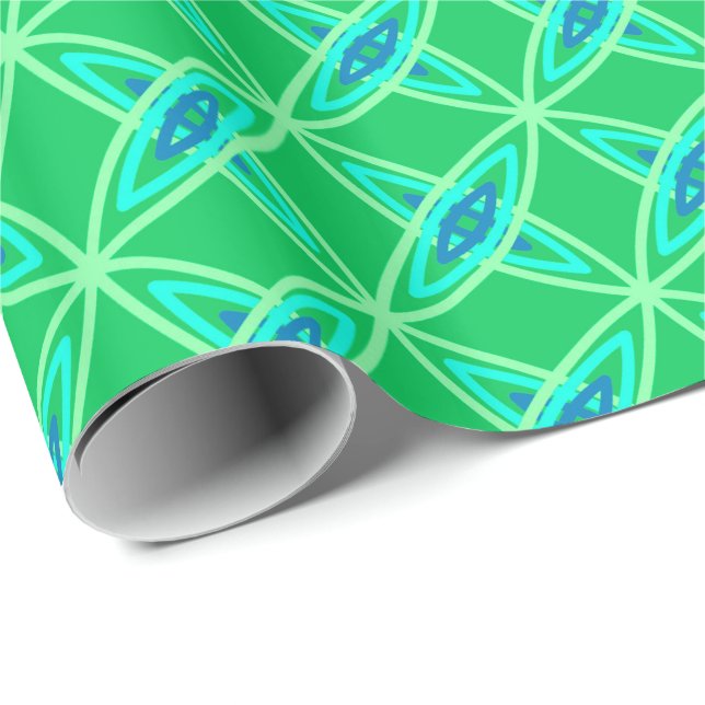 Papel De Presente Impressão Atômica Moderno de Meados do Século - Ve (Ponta do rolo)