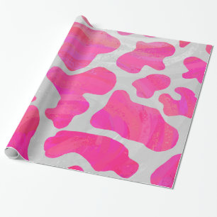 Papel De Presente Impressão branco e rosa-quente de vaca