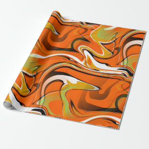 Papel De Presente impressão cor de laranja trippy marble