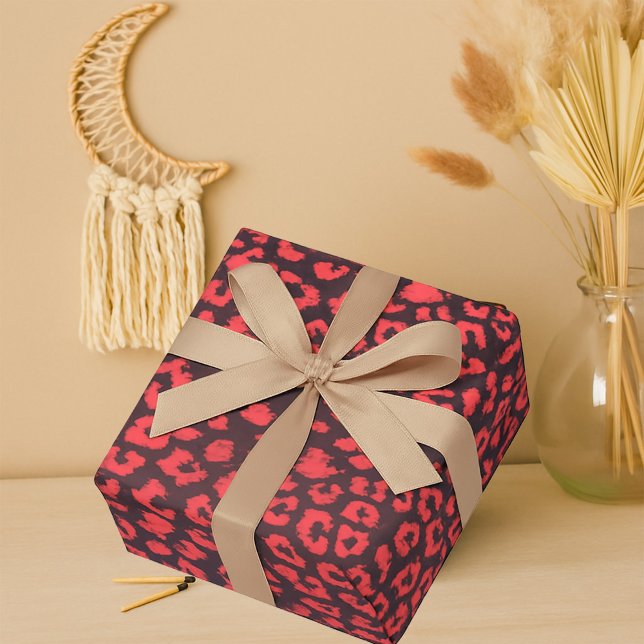 Papel De Presente Impressão Coral Brown Leopardo (Wrapping Paper)
