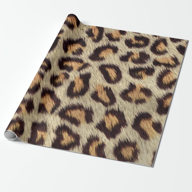 Papel De Presente Impressão de animais-leopardo nas manchas castanha (Desenrolado)
