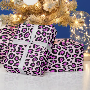 Papel De Presente Impressão de animal de leopardo elegante rosa mage