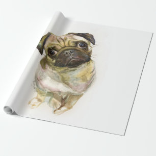 Papel De Presente Impressão de Arte de Cara Pug Cachorro de Pug