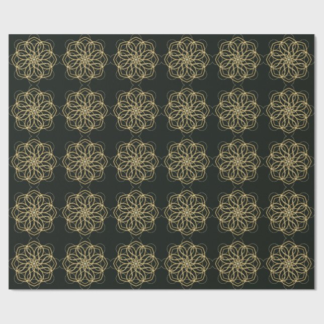 Papel De Presente Impressão de Arte de Mandala Geométrica Dourada –  (Aberto)