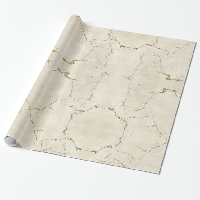 Papel De Presente Impressão de Arte Gótica Clássica em Marmoto Doura (Desenrolado)