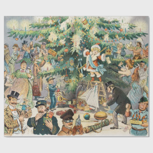 Papel De Presente Impressão de Arte Vintage de Natal Sátira Eduardia