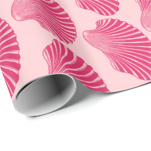 Papel De Presente Impressão de bloco de Shell de Scallop, fúcsia e (Ponta do rolo)