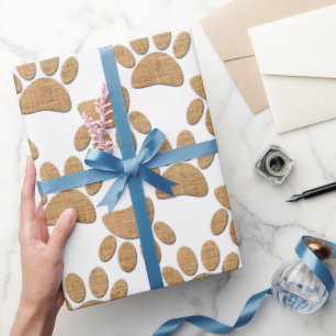 Papel De Presente Impressão de Burlap Pata de Cães