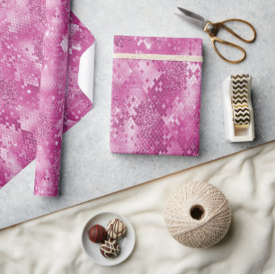 Papel De Presente Impressão de Cobra de Sparkle branco rosa