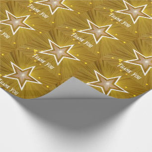 Papel De Presente impressão de estrelas Dourado Obrigado Texto bran
