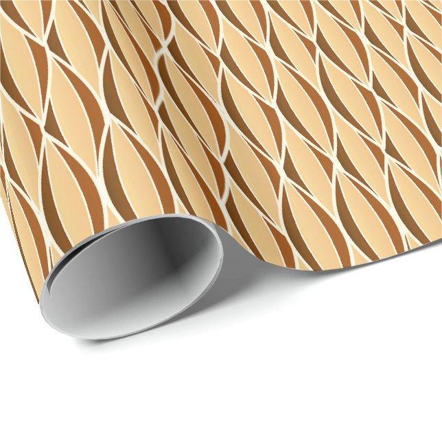 Papel De Presente Impressão de fita de meados do século - marrom e c (Ponta do rolo)