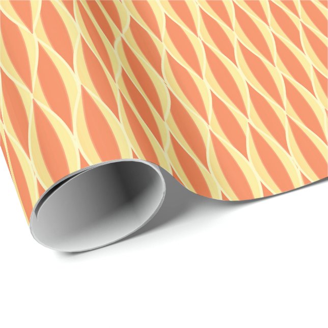 Papel De Presente Impressão de fita do século médio - laranja e amar (Ponta do rolo)