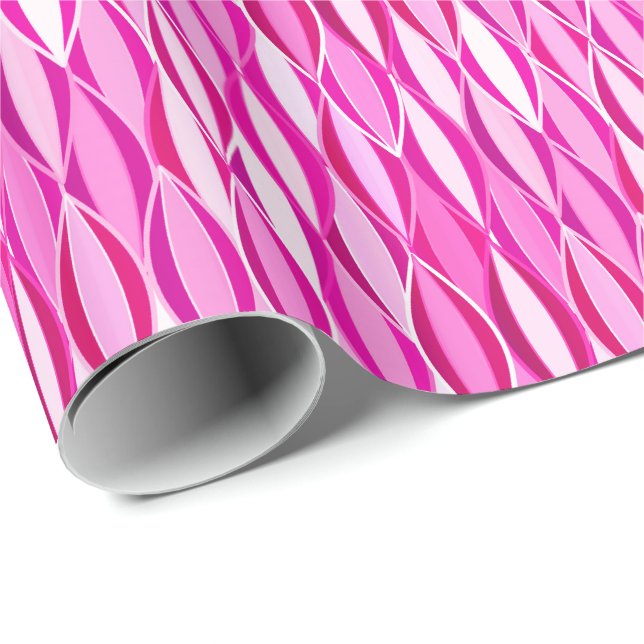 Papel De Presente Impressão de fita do século médio - tons magenta c (Ponta do rolo)
