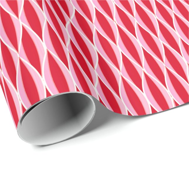 Papel De Presente Impressão de Fita do Século médio, Vermelho e Rosa (Ponta do rolo)