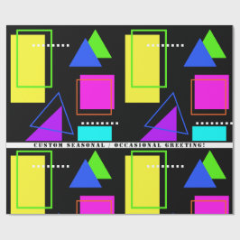 PAPEL DE PRESENTE IMPRESSÃO DE FORMA DE FLUORO NEON RETRO 80S COM TE