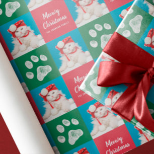 Papel De Presente Impressão de Fotografia de Pata de Cat de Natal