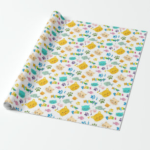 Papel De Presente Impressão de Gato e Vaca - Crianças bonitas e Colo