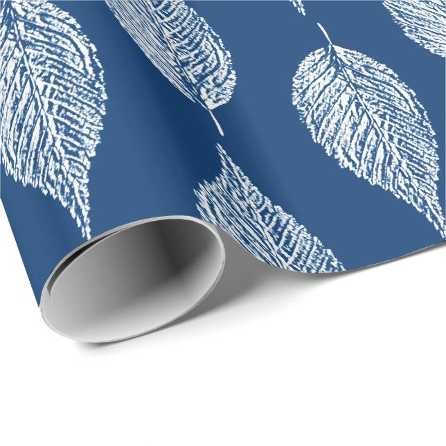 Papel De Presente Impressão de giz de faia, azul de cobalto e branco (Ponta do rolo)