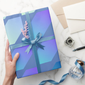 Papel De Presente Impressão de Hexágono Gradiente Azul