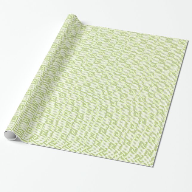 Papel De Presente Impressão De Japonês Branco E Verde (Desenrolado)