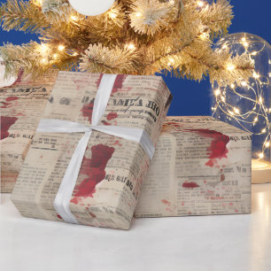 Papel De Presente Impressão de Jornal Ensanguentado