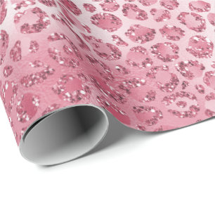 Papel De Presente Impressão de Leopard com Lâmpada Rosa Brilhante   