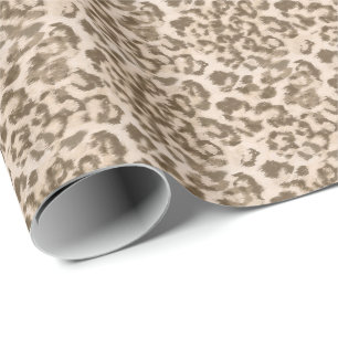 Papel De Presente Impressão de leopardo bege.