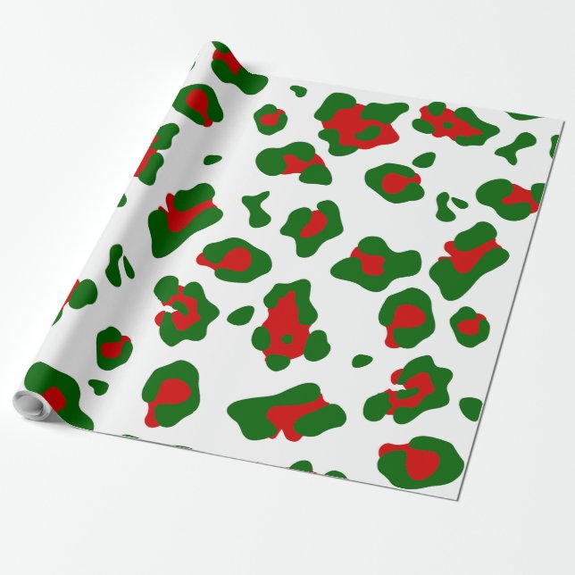 Papel De Presente Impressão de leopardo de natal feia (Desenrolado)