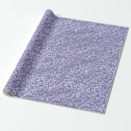 Papel De Presente Impressão de Leopardo Prateado Roxo