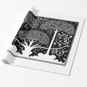 Papel De Presente Impressão de padrão de árvore Art Nouveau de Aubre