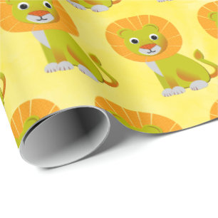 Papel De Presente Impressão de Padrão de Leão de Bebê Cinto Amarelo