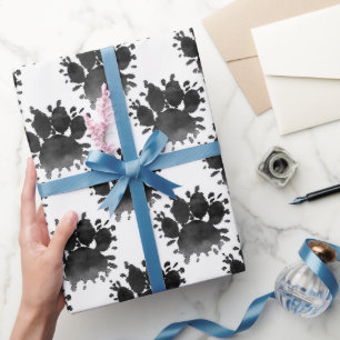 Papel De Presente Impressão de Pata de Cachorro Aquarela Pata Canina