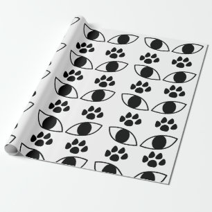 Papel De Presente Impressão de Pata de Gato Preto e Branco