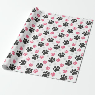 Papel De Presente Impressão de Pata Preta e Rosa Dona de Cachorro Am