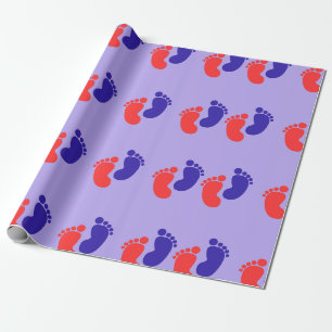 Papel De Presente Impressão de Pé Vermelho Azul Joyful