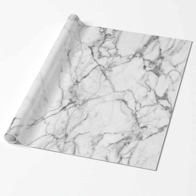Papel De Presente Impressão de Pedra Marble Branca (Desenrolado)