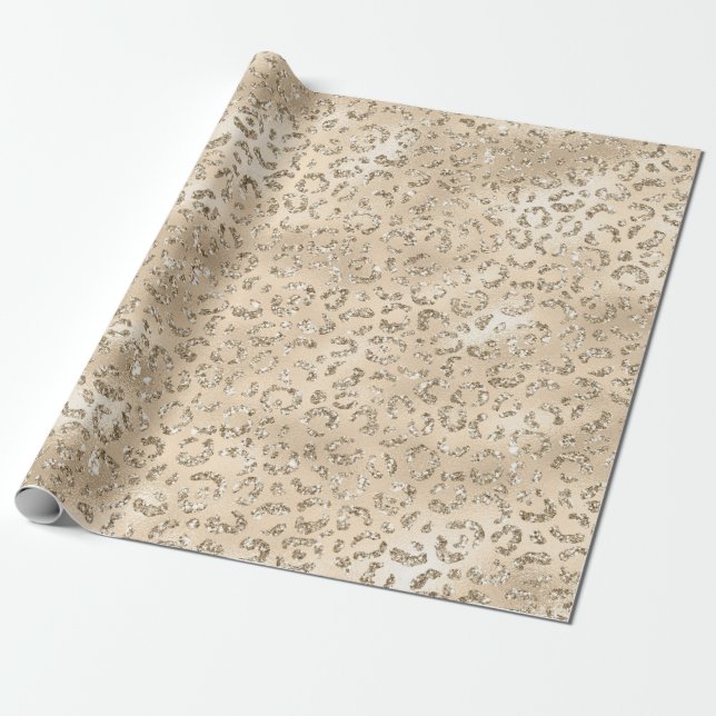 Papel De Presente Impressão de Pele Castanha Chita Leopard (Desenrolado)