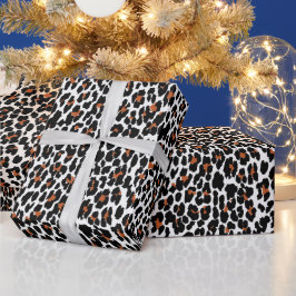 Papel De Presente Impressão de Pele de Leopardo Branco