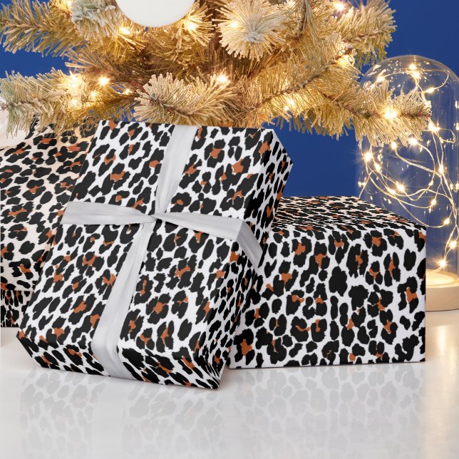 Papel De Presente Impressão de Pele de Leopardo Branco (Feriados)